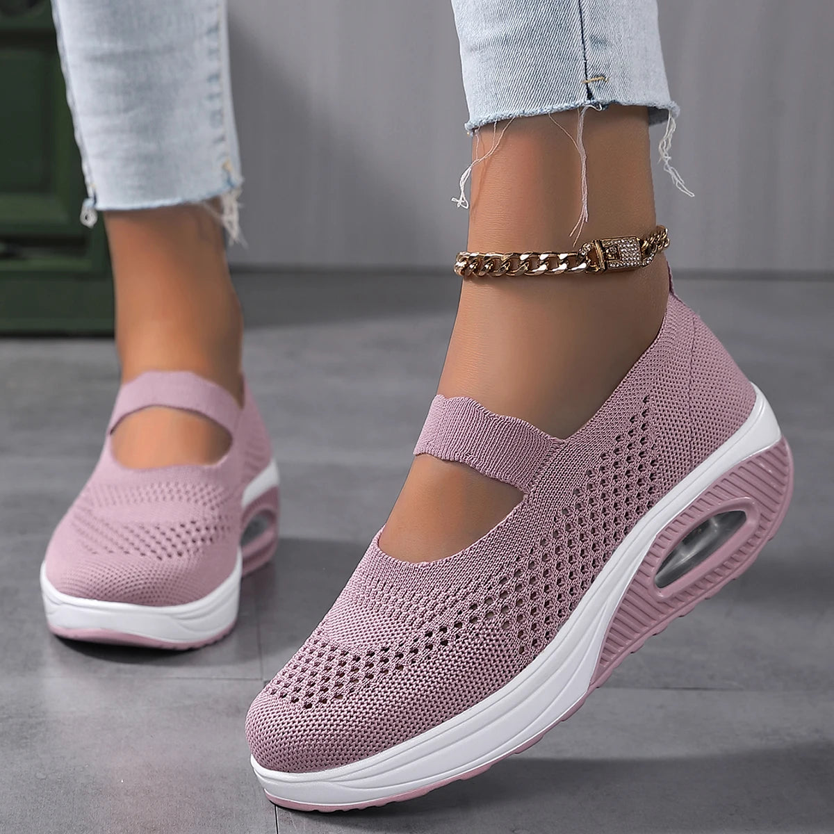 Fashion Woman Vulcanize Platform Casual Sneakers Women Flats Mesh Breathable Running Walking Shoes Chunky Sports