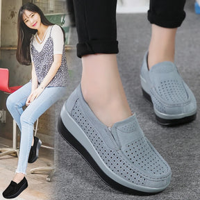 2024 Spring Women Shoes Platform Flats Sneakers Women Suede Leather Women Casual Shoes Slip On Flats Heels Creepers Moccasins
