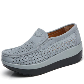 2024 Spring Women Shoes Platform Flats Sneakers Women Suede Leather Women Casual Shoes Slip On Flats Heels Creepers Moccasins