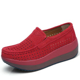 2024 Spring Women Shoes Platform Flats Sneakers Women Suede Leather Women Casual Shoes Slip On Flats Heels Creepers Moccasins