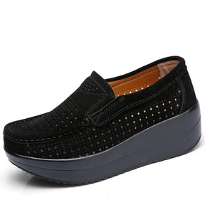 2024 Spring Women Shoes Platform Flats Sneakers Women Suede Leather Women Casual Shoes Slip On Flats Heels Creepers Moccasins